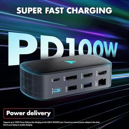 Type C 11 in 1 Wozoyo Docking Station, PD 100W, 2X4K@60Hz HDMI, 4K DisplayPort,2XUSB 5Gbps, 1 Gigabit Ethernet, SD/TF,AUX Port, Compatible Thunderbolt 4, macOS, Windows, Android & iOS - style: 11-in-1
