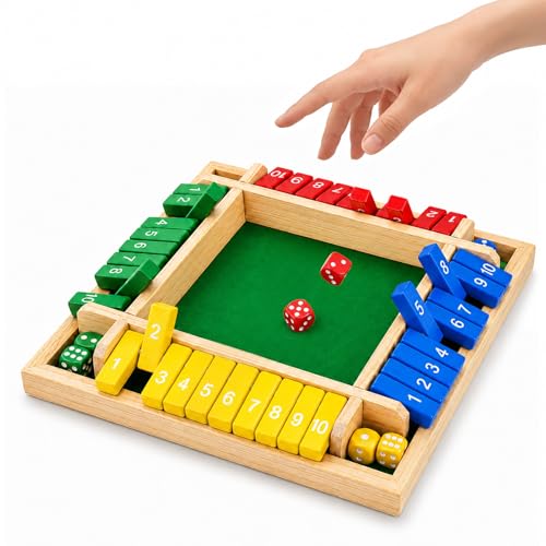 Winzwon Shut The Box Game, Wooden Family Board Game for 2-4 Players | Classic Wooden Dice Game for Kids and Adults, Ideal for Family Game Night, Classrooms, Travel, Camping, Parties and Pubs