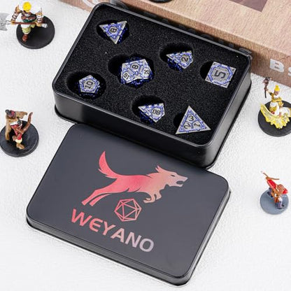 DND Metal Dice Set, Polyhedral Dice Set for RPG D&D Dice with Cracks Dungeons and Dragons Dice Set for RPG TTRPG D&D Die with Gift Case(Black Nickel Purple) - color: Black Nickel Purple