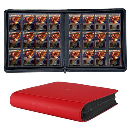 1200+ Pockets Trading Card Binder, 12-Pocket Card Ablum Compatible with MTG,Sports Cards & Other Standard Size Trading Card (RED) - color: Card Binder 12 Pocket Navy Red