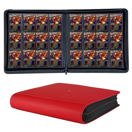 1200+ Pockets Trading Card Binder, 12-Pocket Card Ablum Compatible with MTG,Sports Cards & Other Standard Size Trading Card (RED) - color: Card Binder 12 Pocket Navy Red
