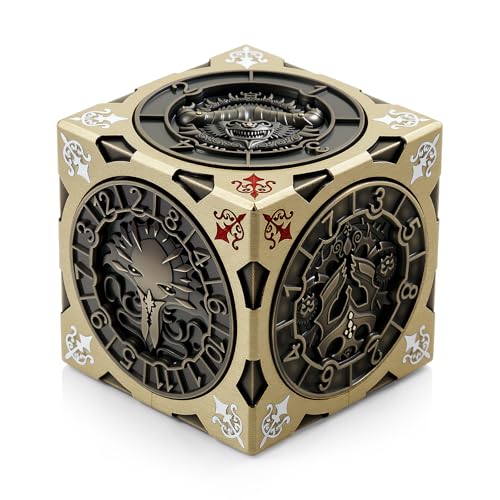 DNDND Brass 7-in-1 Spinner Dice Cube for DND – Premium Metal D&D Dice Set with Gift Box for Dungeons and Dragons, Ideal Collector's Gift for Dungeon Masters (Brass) - color: Brass