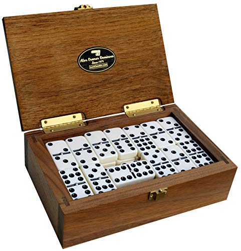 Alex Cramer Double 9 Dominoes Set for Adults with Spinners. Domino Set in Black Walnut Case. Holds 55-Piece Set of Dominoes (Dominos Set) - style: Double-9 Spinner Domino Set