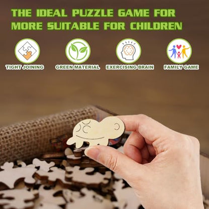 Wooden Puzzles for Kids Ages 4-8, Sea Turtle Puzzle, Unique Animal Shaped Wooden Jigsaw Puzzles for Kid, 50 Pieces Puzzles for Kids(50pcs,11.4 * 11.4in) - color: Baby Turtle