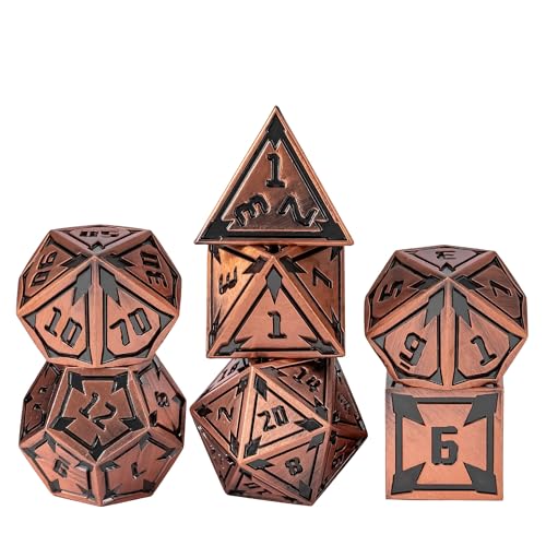 UDIXI Metal Dice Set D&D Heavy Metallic DND Dice for Tabletop Game (Copper) | 7-Pieces, Lozenge Pattern, Zinc Alloy Material, Gorgeous Gift Case, DM Gift, for Dungeons and Dragons Role Playing Games - color: Ancient Copper