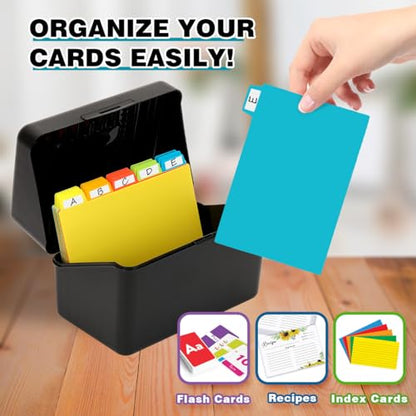 H4D Index Card Holder 4x6 Inches with 25 Plastic Dividers, Black - color: Black, size: 4x6 inch