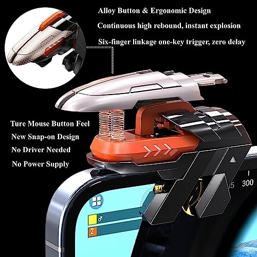 PUBG Mobile Game Triggers, 4 Triggers [6 Finger Operation] High Sensitive Shoot Aim Gaming Controller Gamepad Grip Joysticks Buttons - color: 6 Finger Operation