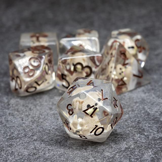 Sage's Portal Animal Familiars Resin DND Dice Set Polyhedral Dice Set for Dungeons and Dragons RPG Pathfinder Tabletop TTRPG (Pups Familiar) - color: Pups Familiar, style: Dice Set Only