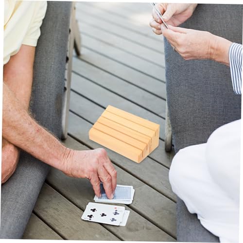 2pcs Wooden Card Holder Display Stand Simplistic Wooden Base for Game Cards and Smooth Design for Easy Use