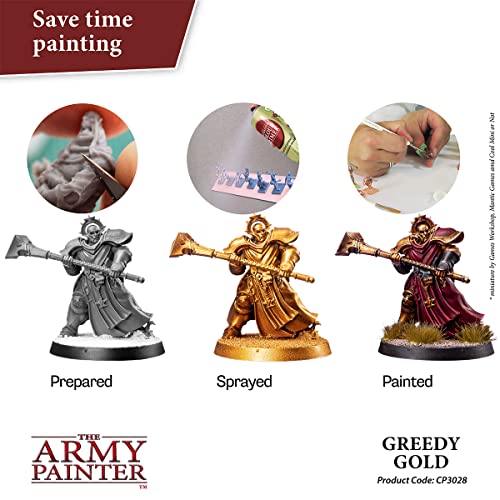 The Army Painter, Colour Primer Greedy Gold, 400 ml spray acrilico | Primer oro per dipingere miniature Warhammer e Dungeons and Dragons - color: Greedy Gold