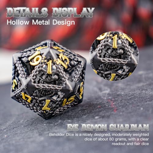 DND Dice,HNCCESG Beholder'S Eye DND Dice Set of 7PC,Dungeons and Dragons Dice for D&D Dice,Eye Monster Metal Dice for RPG Role Playing MTG Tabletop Board Games,Shadowrun Pathfinder(Eye-Black)