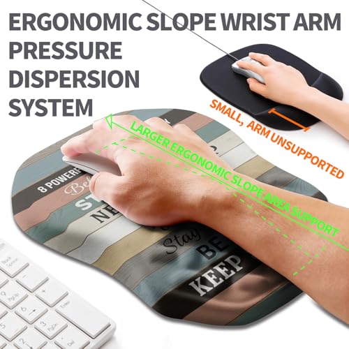 Ergonomic Slope Mouse Pad Wrist Support, Wrist Rest Mousepad for Carpal Tunnel Pain Relief with Massage Bulge and Slow Rebound Memory Foam (12x8 inch, Inspirational Quote) - color: Am035-inspirational Quote