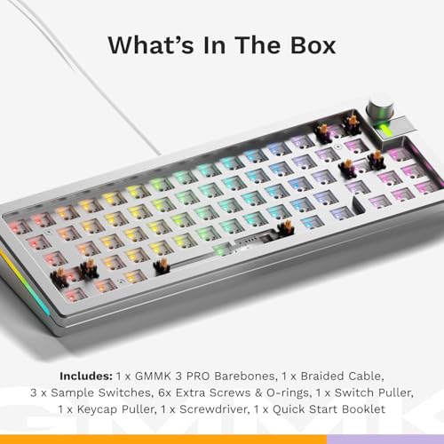 GLORIOUS Gaming - GMMK 3 PRO Barebones Custom Keyboard Kit w/Knob, Custom Modular Aluminum Body & Gasket System,Hotswappable 65% Compact Keyboard, Sound Dampening Foam, Aluminum Switch Plate (Silver) - color: Silver, size: Compact, style: GMMK 3 Pro
