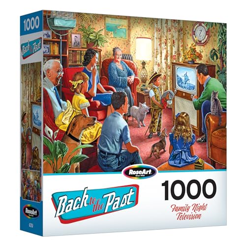 RoseArt - Back to The Past - Family Night Television - 1000 Piece Jigsaw Puzzle for Adults - style: Family Night Television