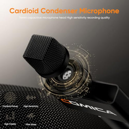COMICA Revo S Wireless Handheld Microphone, Professional Handheld Interview Mic for iPhone16 15, Android Phones Laptops PC with USB-C Plug, Reporter Mic for Content Creators, Interviews, Reporting | Professional Interview Microphone with Plug & Play, Nois
