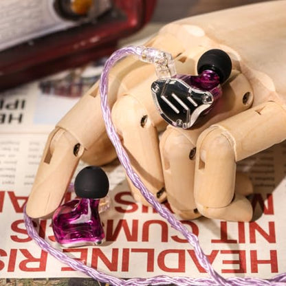 Linsoul KZ ZS10 Pro, 4BA+1DD 5 Driver in Ear Monitor, HiFi Wired Earbuds, Gaming Earbuds, Hybrid IEM Earphones with Stainless Steel Faceplate, Detachable Cable for Musician (Without Mic, Purple) - color: Purple, style: Without Mic