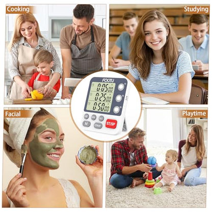 Digital Dual Kitchen Timer, 3-Channel Magnetic Countdown Stopwatch Timer for Cooking, Large Display, Loud Alarm, 100Hr Multi Food Classroom Timer for Seniors & Teachers (Battery Included) - size: Triple Timer
