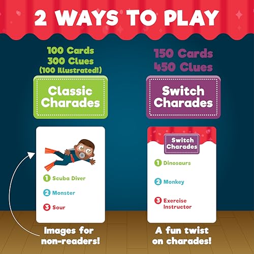 Chuckle & Roar Classic Charades – Act! Shout! Chuckle! Roar! Family Party Game for Ages 5+ | 2 Game Modes, 750 Charades Ideas, 3+ Players
