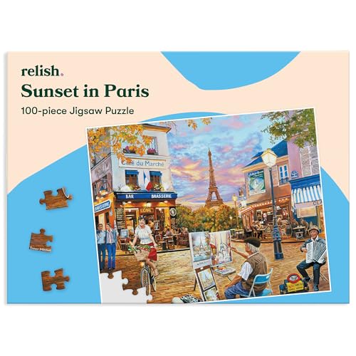 Relish 100 Piece Puzzles for Adults, Sunset in Paris Dementia Jigsaw Puzzle, Dementia Activities for Seniors - style: Sunset in Paris
