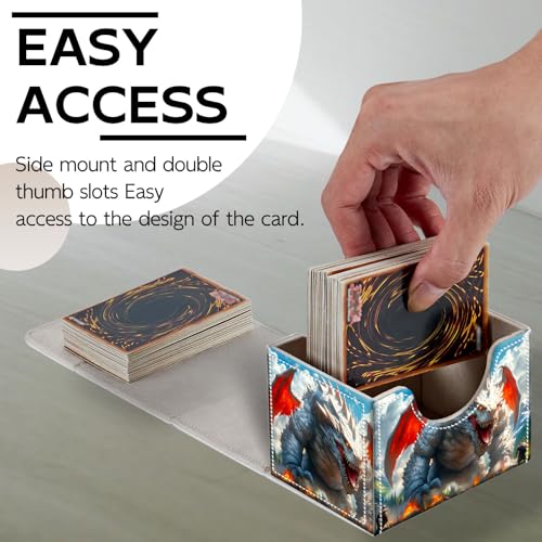 Trading Card Storage Box, Holds 100+ for MTG Cards, PU Leather with Magnetic Closure, Giant White Dragon Mountain Battle Durable Deck Box for Magic the Gathering, Trading Card Games - color: Giant White Dragon Mountain Battle