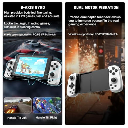 Joso Wireless Phone Controller for iPhone/Android, Mobile Game Controller with Hall Joystick Suitable for Xbox Cloud Gaming, PS Remote Play, Steam Link, Call of Duty & More - White - color: White | D6