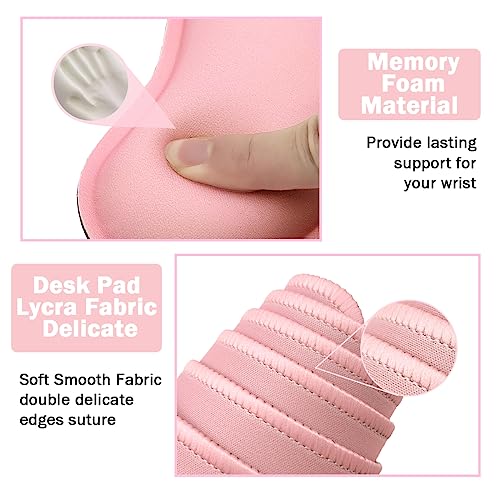 4-in-1 Large Gaming Mouse Pad, Keyboard Wrist Rest Pad & Wrist Support Mousepad Set, Extended Desk Pad Waterproof Desk Mat for Home Office Study Game-Pink - color: Pink