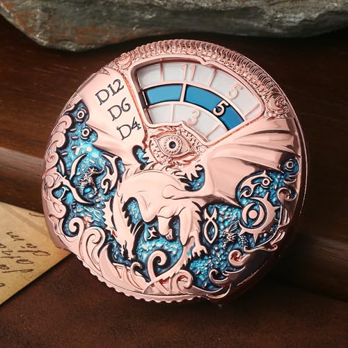 DNDND Dragon Roulette Metal Spinner Dice 7-in-1 Spinning DND Dice Set with Gorgeous Gift Box for Dungeons and Dragon and Role Playing Game(Rose Gold with Teal) - color: Dragon Teal