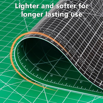 ArtAt Self Healing Cutting Mat: 12inch x 18inch Double Sided 5-Ply Fabric Cutting Mat for Sewing, Quilting & Arts & Crafts - Gridded Rotary Cutting Board Mat in Green/Black. - color: Green/Black, size: 18"L x 12"W