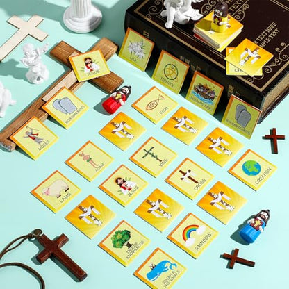 Fuutreo 82 Pcs Christian Memory Matching Game Religious Bible Matching Card | Memory Game Concentration Cards for Adult and Holiday Party Religious Bible Educational Gifts Family Supplies - style: Bible