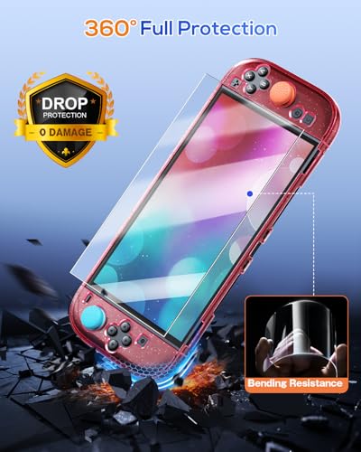 FYOUNG Protective Case for Nintendo Switch 2 2025, Slim Cute Hard Shell | Scratch&Shock Protection Cover with Screen Protector, 8 Thumb Grip(Translucent Pink, Switch 2 7.9inch) - color: Translucent Pink
