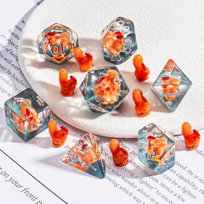 DND Resin Chick Dice Set, D&D Polyhedral Dice for Dungeons and Dragons RPG, MTG Role Playing Games D and D Dice 7pc D20 D12 D10 D8 D6 D4 for Ages 15 and Up - color: Chick