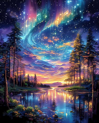 Starry Aurora Lake Puzzles for Adults 1000 Pieces, ImpossibleHard Challenging Jigsaw Puzzles for Adults,Thick Pieces with Matte Finish,Relaxing Night Sky Wall Art Decor,Stress Relief Gifts for Mom Dad - color: Starry Aurora Lake