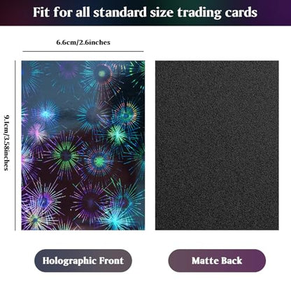 DEDC MTG Card Sleeves 200CT (Firework+Broken Stone) Holographic Front & Matte Finish Back Smooth Shuffle Standard Size 4 Mil Tear Resistant Art Cards Sleeve for Magic The Gathering - style: Front Holographic Back Black Matte