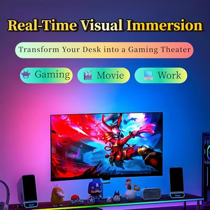 RGB Monitor Backlight for 34 Inch Ultrawide Monitors (21:9), Screen Sync Ambient Lighting Kit with Dual USB Power, Music Mode, Dynamic Gaming Lights for Curved Screens (4 Sides - 34 inch) - size: 4 Sides - 34 inch