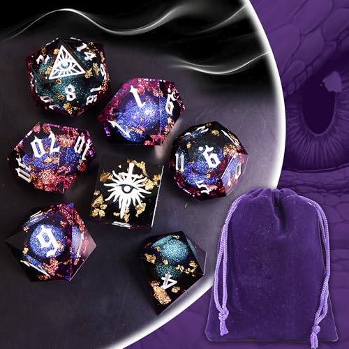 Black Eye of Mystery Liquid Core DND Dice Set – Unique Resin Dice Set for Dungeons & Dragons – Third Eye Dice Set for D&D Gifts - color: Magiceye#03