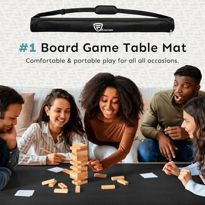 5mm Board Game Mat 42 x 66 Inches, Table Cover for Mahjong, Poker, Playing Cards, Tile Games, Dominoes, and RPG - Neoprene Gaming Playmat, Water Resistant Tabletop with Carrying Bag - Black - color: Black, size: 42 x 66 Inches