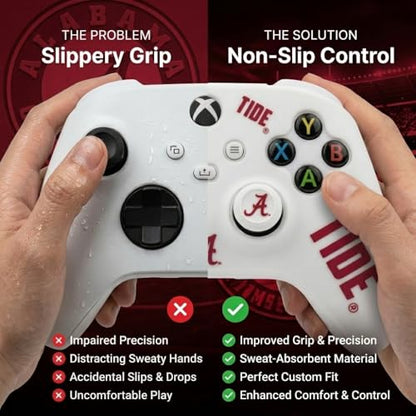 Silicone Gaming Cover Compatible with Xbox Controller - Officially Licensed University of Alabama Crimson Tide Away Design - color: Away-A2