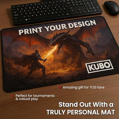 Custom Playmat TCG 14x24 Inches – Upload Your Image – Sublimation Desk Mat/Play Mat, Non Slip, Stitched Edges, Rubber for Trading Card Games (Final Fantasy MTG, Yugioh, One Piece, Pokemon, etc.) - size: 14x24 Inches
