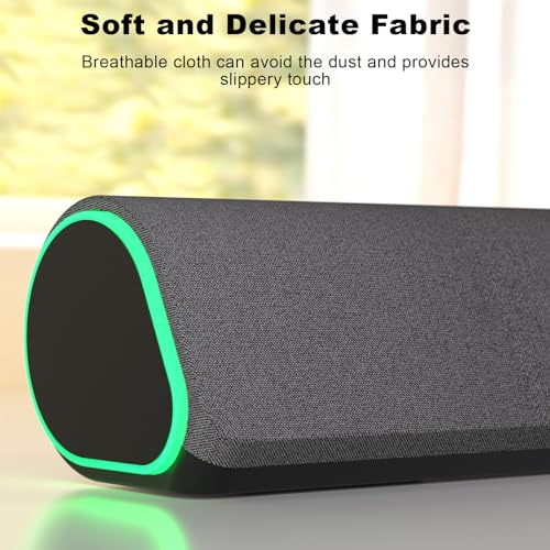 SOULION Bluetooth Computer Speakers for Desktop Monitor PC USB Powered | USB Powered & 3.5mm, Colorful LED Lights, Switch Button Clear & Rich Sound, Breathable Cloth,Surround Soundbar - color: Dark Grey