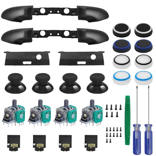 27 PCS LB RB Bumpers Button Replacement Kit, SourceTon LB RB Button Triggers Parts, Joystick, Screwdriver, Thumbstick Holder, Headphone Jack Plug Port, Hat Silicone Compatible with Xbox ONE Controller