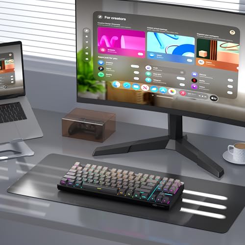 MageGee LIGHT87 Wireless Creamy Keyboard, Gasket Structure, RGB Backlit, 2.4G/USB-C/BT5.0 Hot Swappable Mechanical Gaming Keyboard for Win/Mac/PC, 8000mAh Battery, Side Printed PBT Keycaps, Black - color: Grey Black/Blue Whale Switch