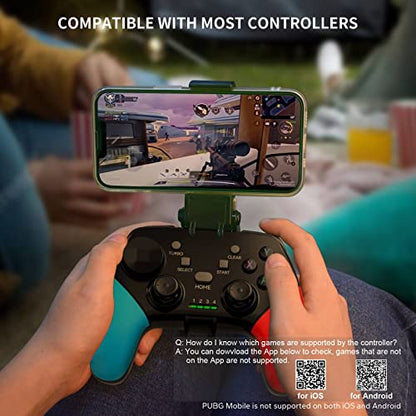 arVin Game Controller for iPhone/iOS/Android/PC/Steam Deck with Phone Holder, Turbo, Wireless Gamepad Joystick for iPhone 15/14/13/iPad/MacBook/Samsung Galaxy/Tablet, Call of Duty, Apex -Direct Play - color: Red&Blue