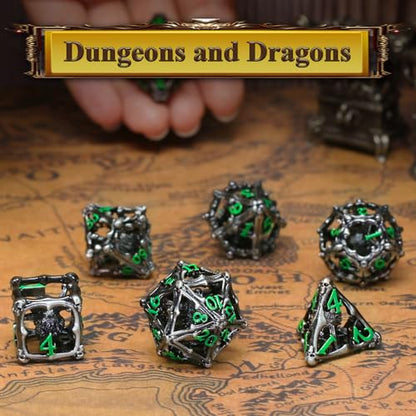 Beholder Dice Set DND, Dragon Eye Dice, ZHOORQI 7PC/Set Polyhedral Dices for Dungeons and Dragons, RPG, Eye Monster DND Gifts（Eye -Green Number） - color: Eye- Green