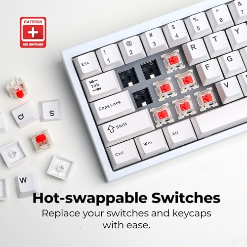 CyberPowerPC CK60 White 60% Hot-Swappable RGB Customizable Mechanical Gaming Keyboard, Dampening Foam, Aluminum CNC Case w/Gateron Red Switches and PBT Keycaps - color: White