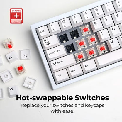 CyberPowerPC CK60 White 60% Hot-Swappable RGB Customizable Mechanical Gaming Keyboard, Dampening Foam, Aluminum CNC Case w/Gateron Red Switches and PBT Keycaps - color: White
