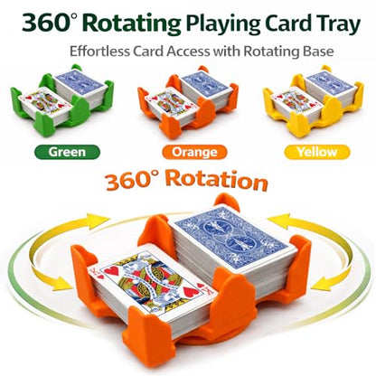 Card Holder -Revolving Card Game Holder Playing Cards Tray | Rotating 360° Organizes Multiple Decks for Canasta, Poker and More | Lightweight, Durable with Smooth Rotation