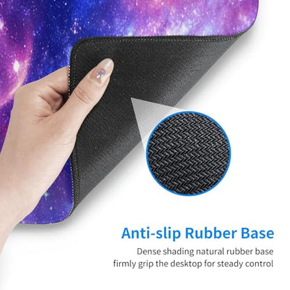 Large Gaming Mouse Pad Desk Mat, Purple Blue Galaxy Nebula Extended Keyboard Mouse Pad Mousepad with Non-Slip Base and Stitched Edge Mouse Mat Desk Pad Mouse Pads for Desk Home Office, 31.5 x 11.8 - color: Purple Blue Galaxy