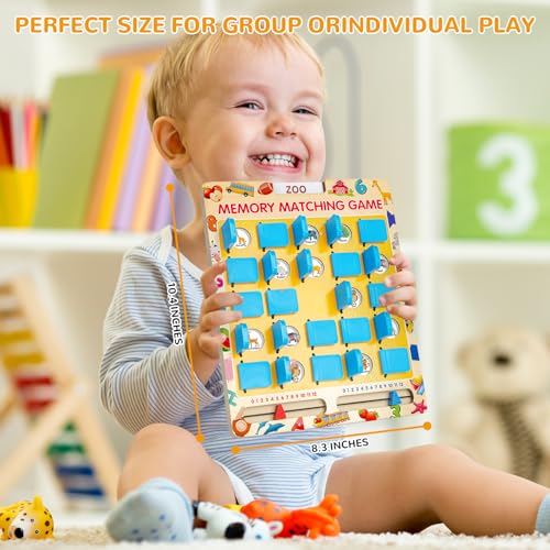 Memory Matching Game for Kids, Travel Toys for Toddlers Boys Girls Ages 3-5 | Plane Activities for Toddlers, Road Trip Essentials for Airplane, Car, Camping, Christmas Birthday Gifts for Ages 3 4 5 6 7 8