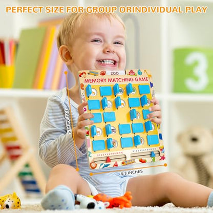 Memory Matching Game for Kids, Travel Toys for Toddlers Boys Girls Ages 3-5 | Plane Activities for Toddlers, Road Trip Essentials for Airplane, Car, Camping, Christmas Birthday Gifts for Ages 3 4 5 6 7 8
