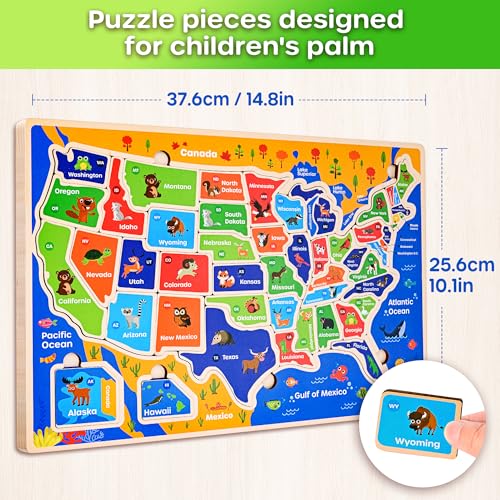 SYNARRY Large USA World Solar System Wooden Puzzles for Kids Ages 4-6, Wood Jigsaw Puzzles Educational Games Toys Gifts for Toddlers, Learning United States World Space Maps for Boys Girls Ages 3-8 - style: USA World Solar System